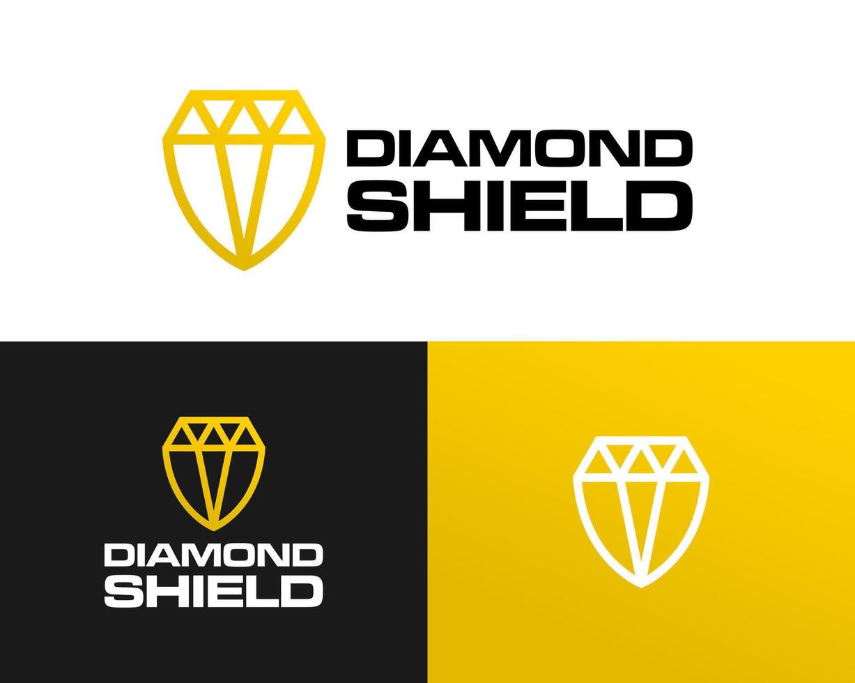 diamond jewelry secure guard shield logo design. vector