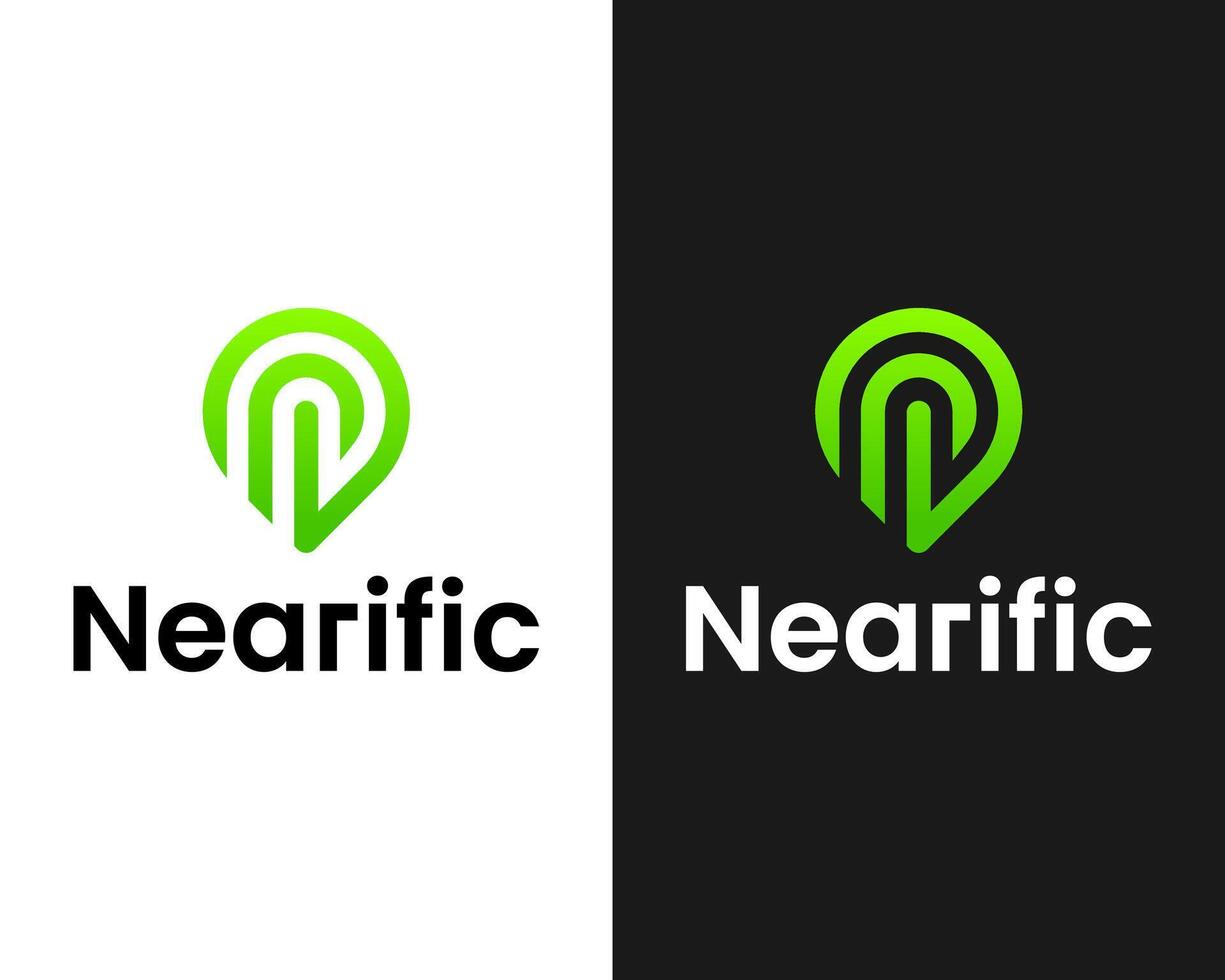 Letter n monogram gps location map transportation technology company logo design. vector