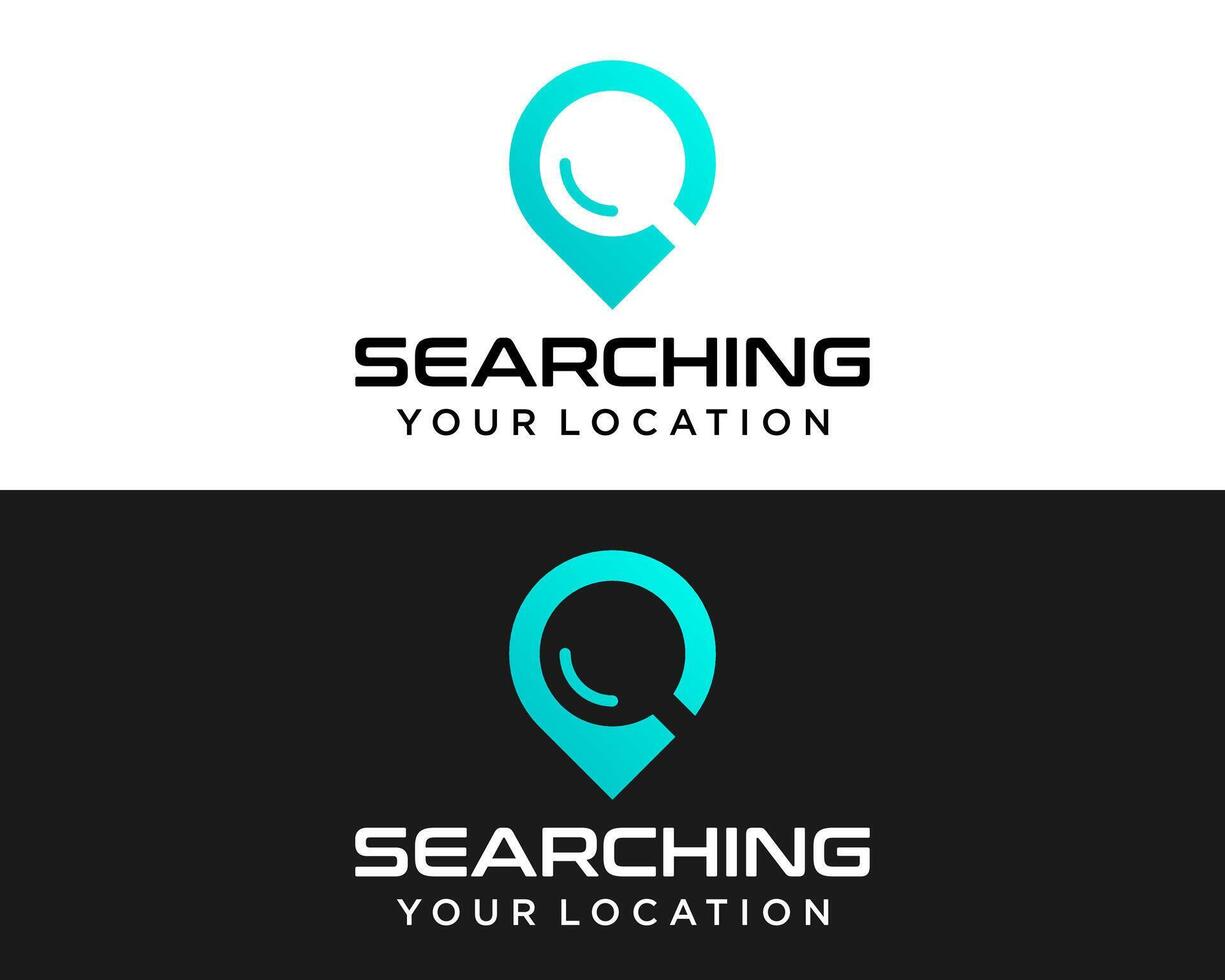 Transportation technology company logo design about magnifying glass and location, gps, tracking. vector