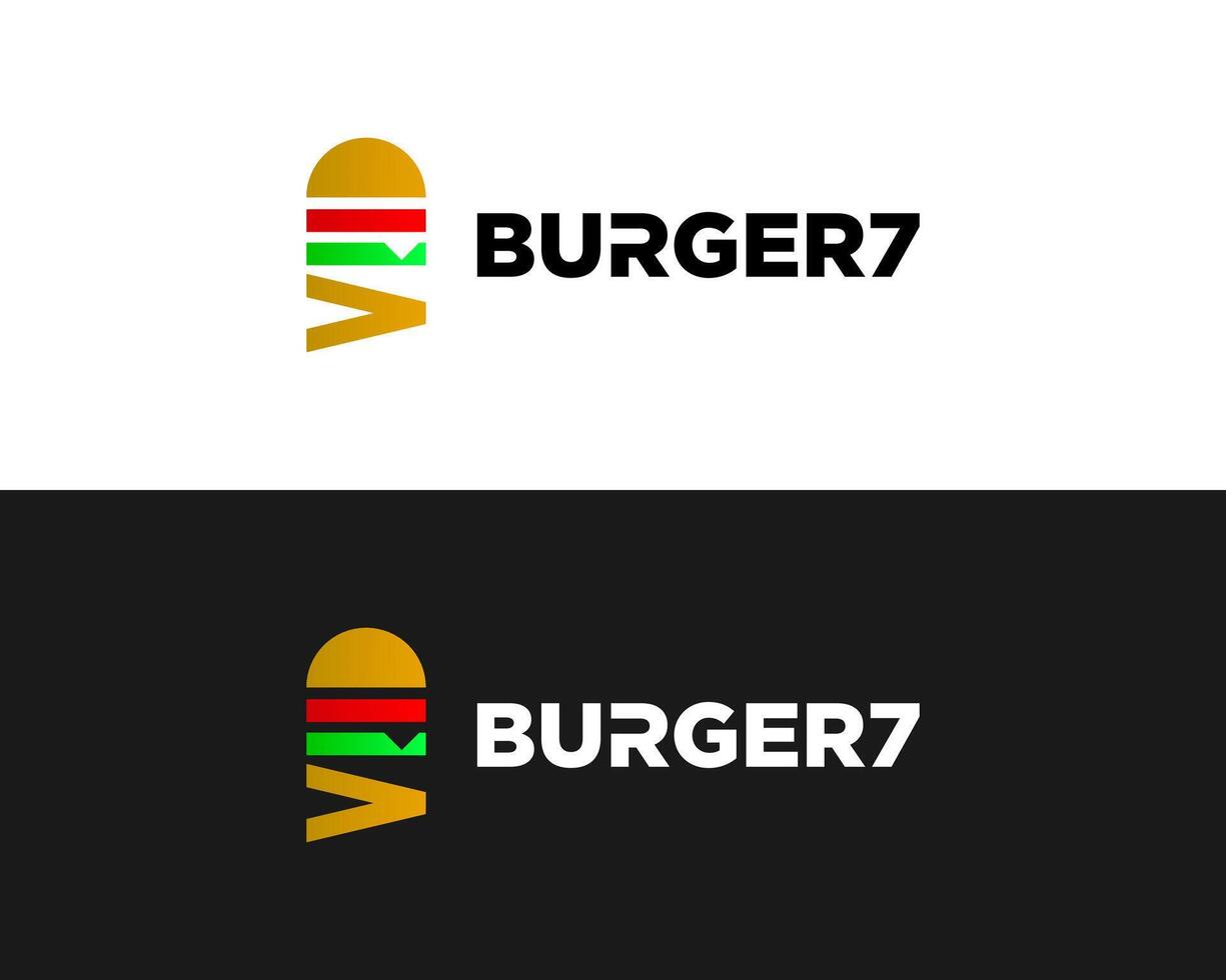 rápido comida hamburguesa y romano número 7 7 restaurante logo diseño. vector