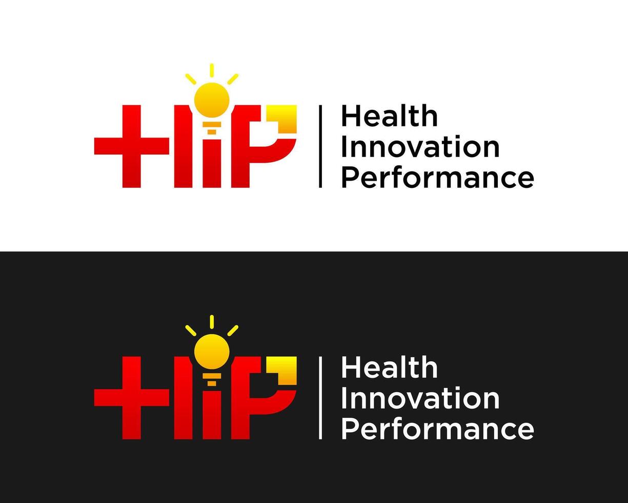 HIP letters monogram cross health innovation light bulb and performance business company logo design. vector