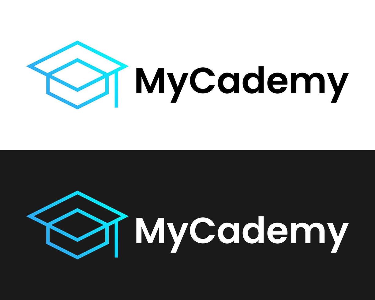 Simple geometric line academic hat university education logo design. vector