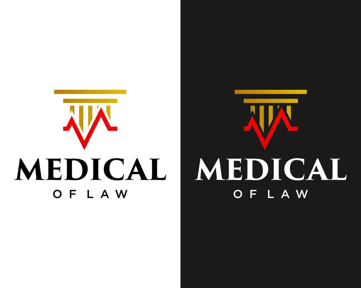 Letter M monogram pillar of law logo design. vector