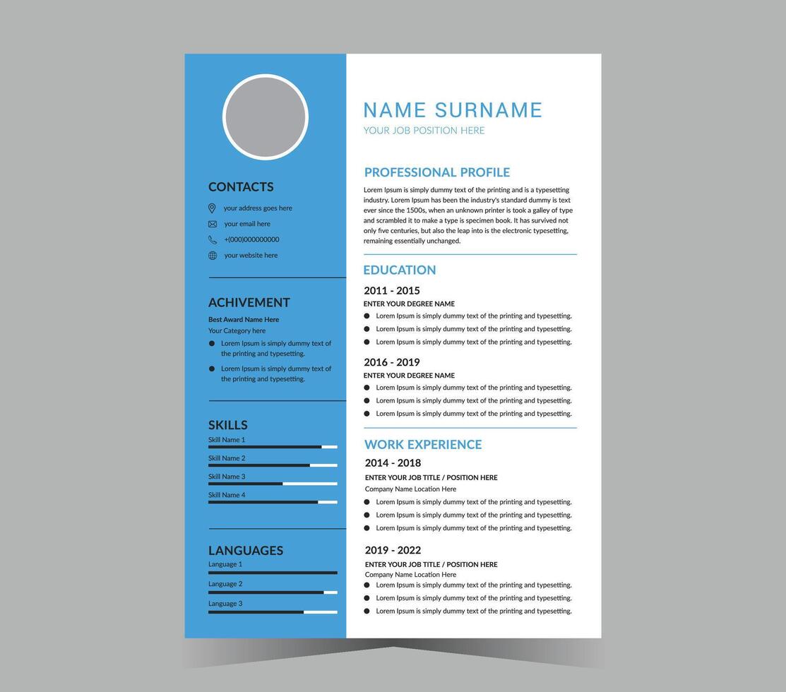 CV template or modern resume and design. vector