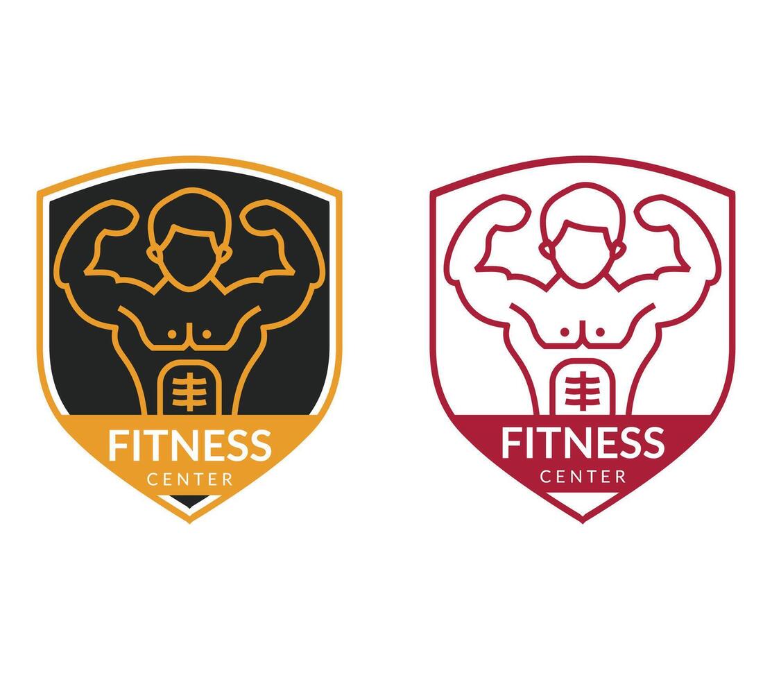 Fitness gym logo design and gym body template. vector
