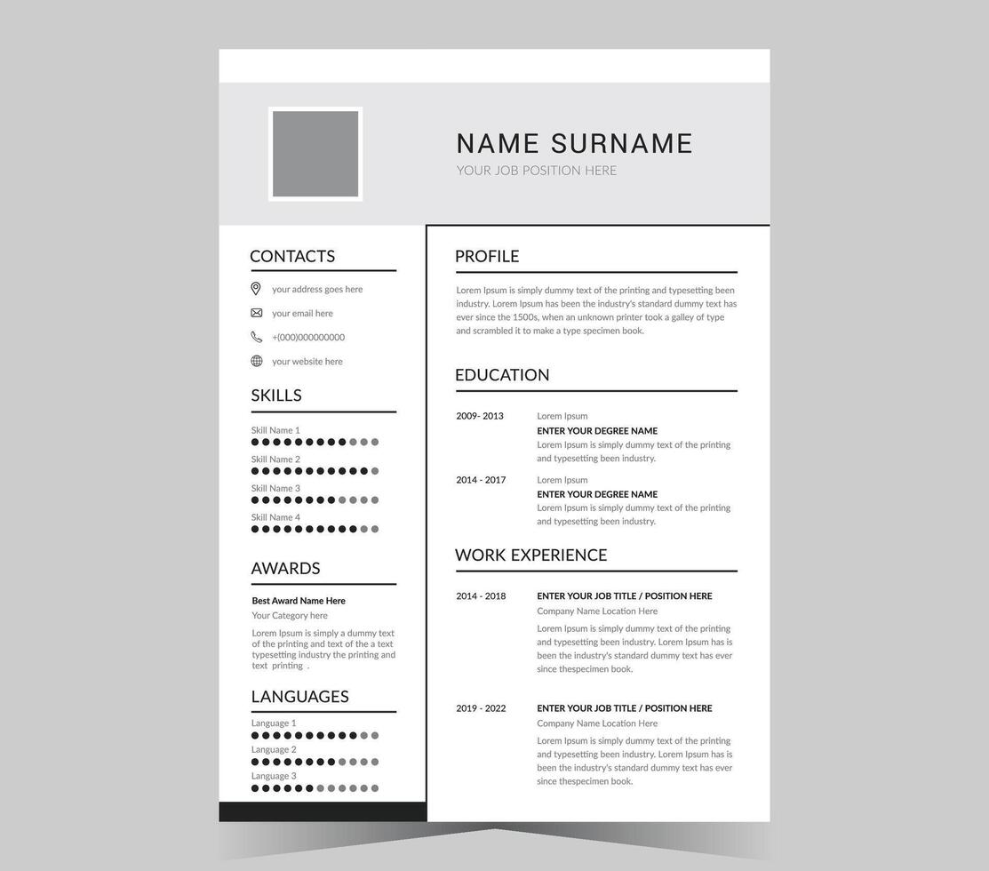 CV template or modern resume and design. vector