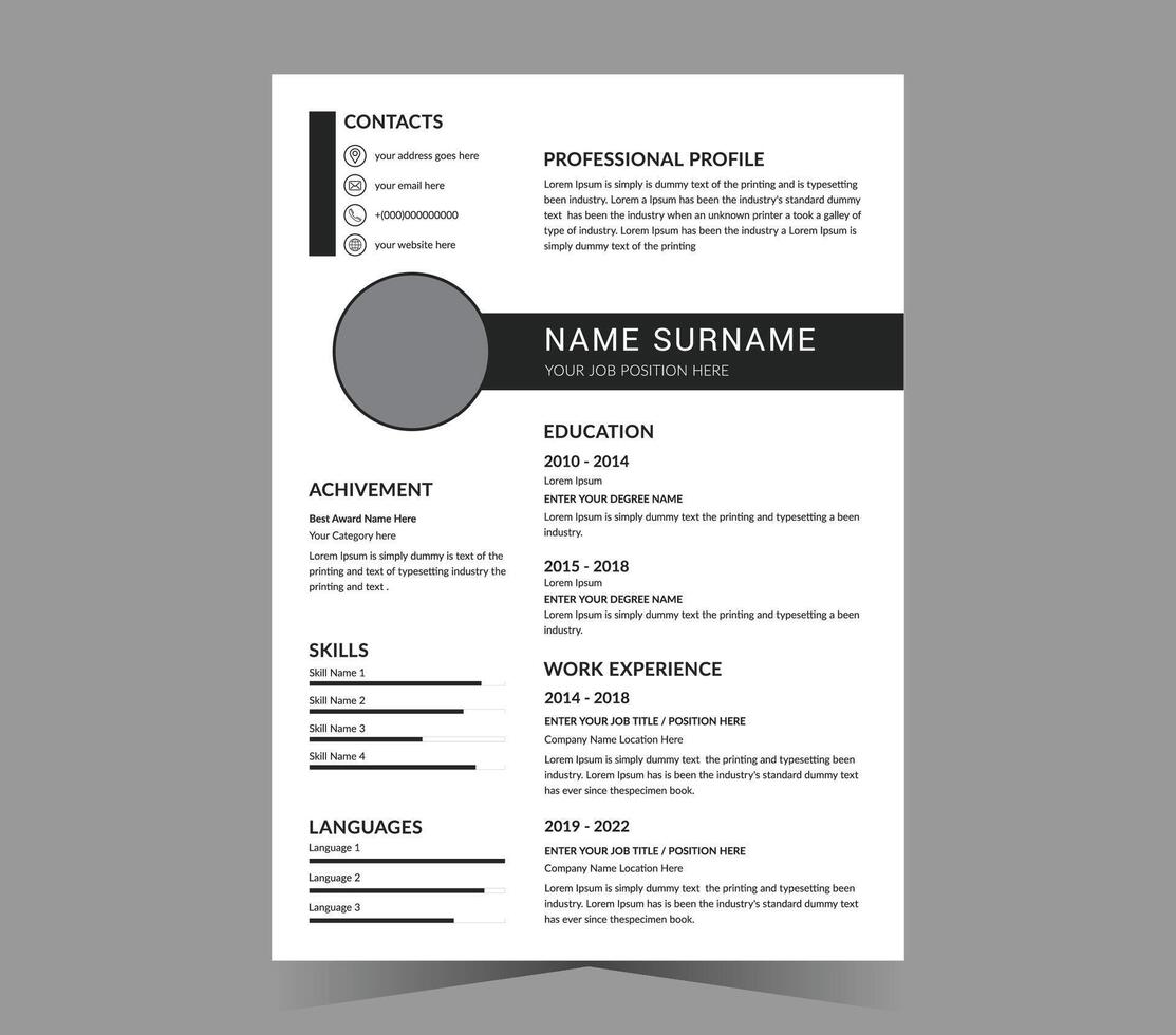 CV template or modern resume and design. vector