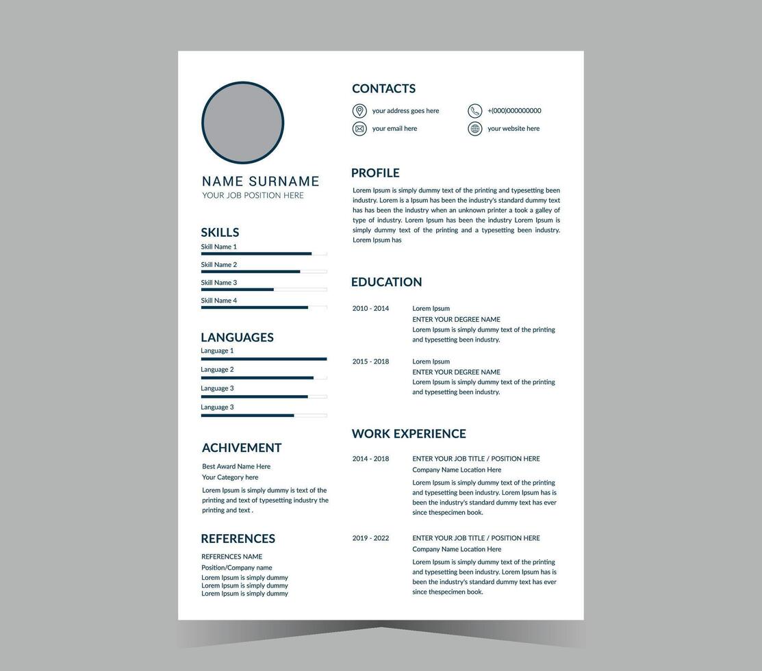 CV template or modern resume and design. vector
