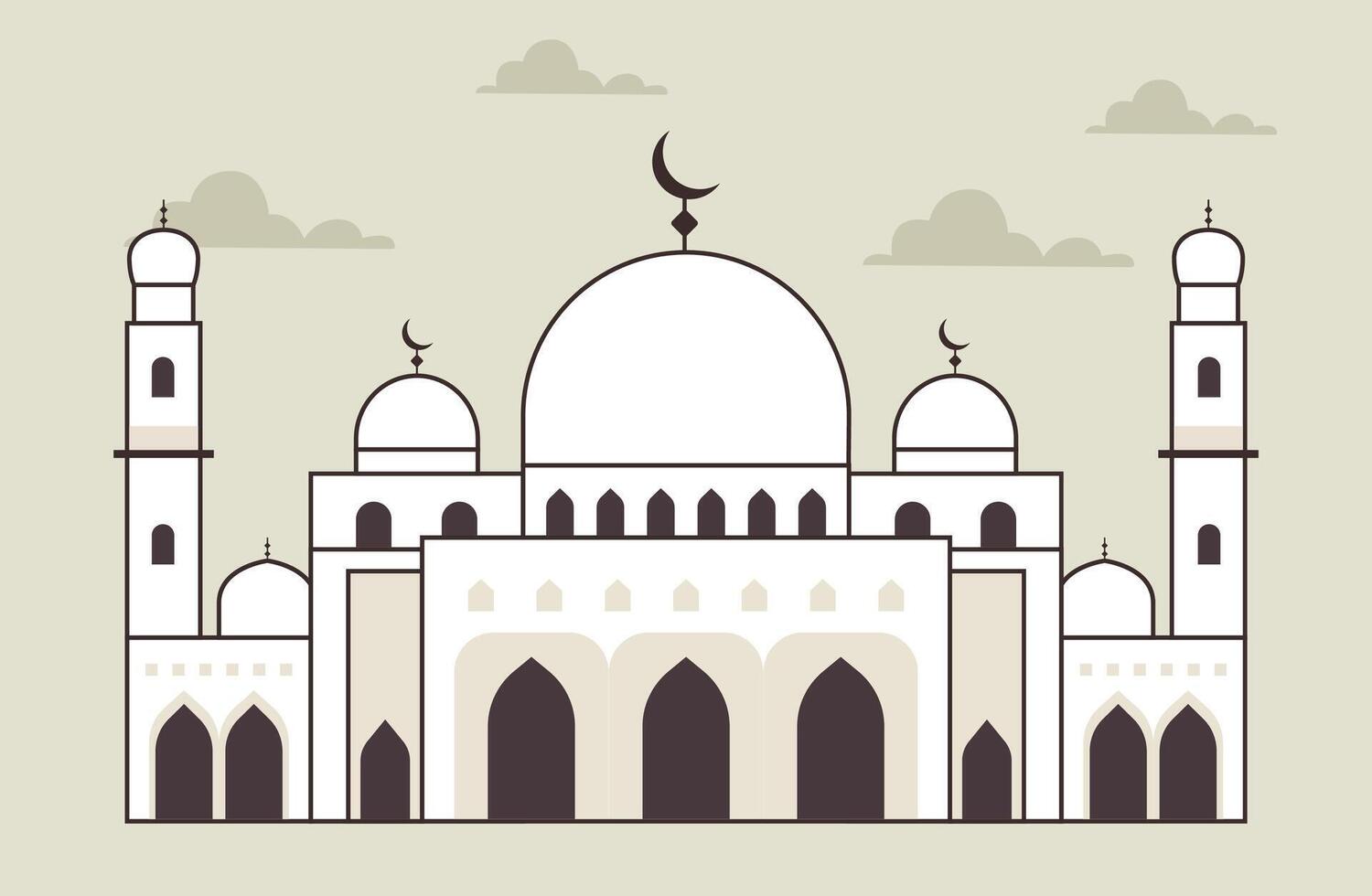 illustration of a beautiful white mosque with many doors and windows vector