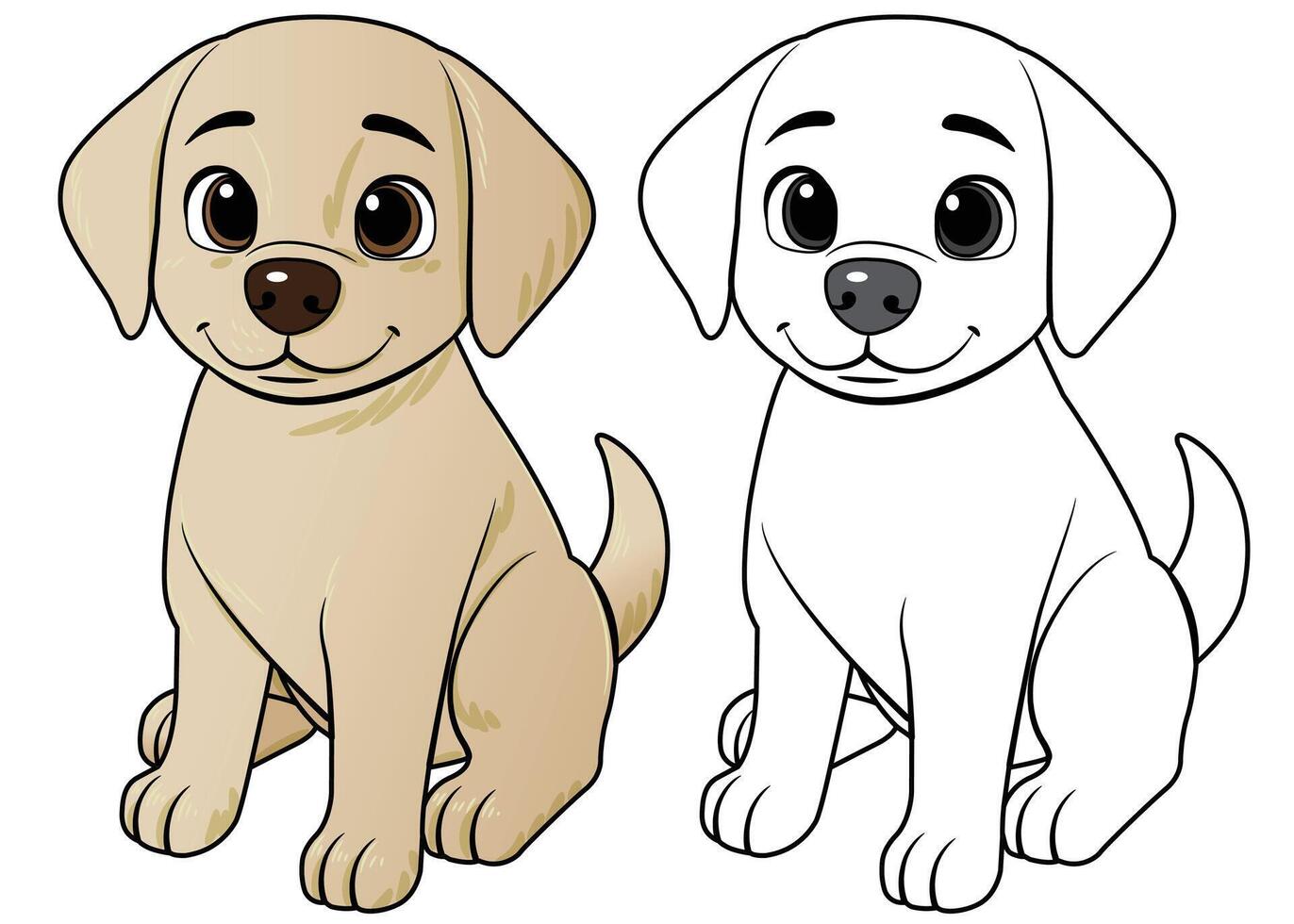 Labrador retriever cartoon smiling 3D and 2D style vector