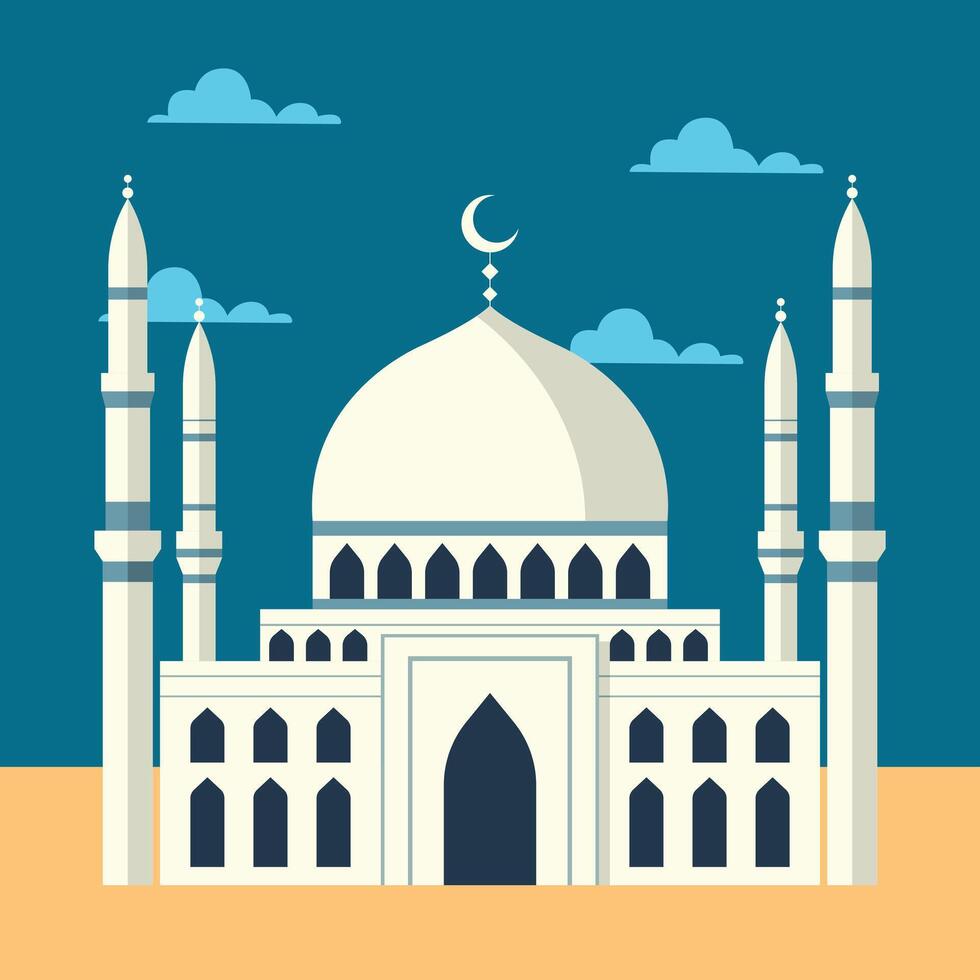 illustration of a beautiful white mosque vector