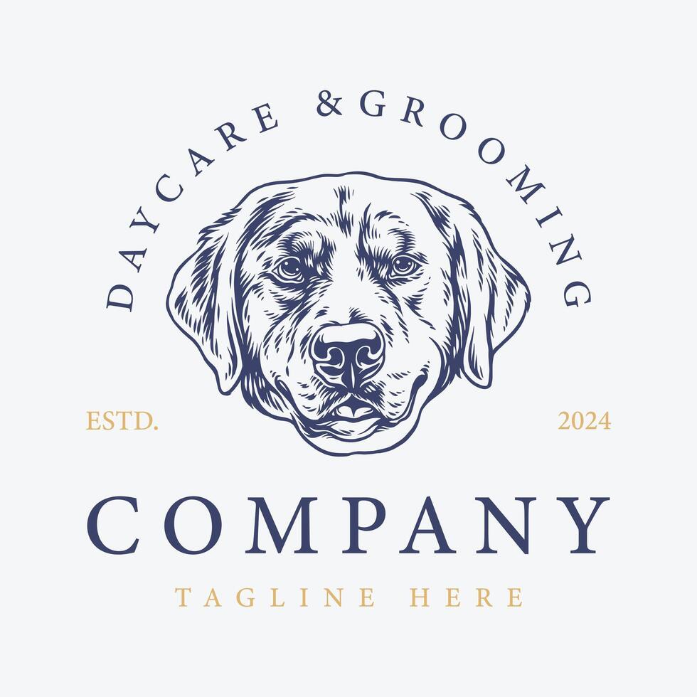 logo design dog, vintage pets logo inspiration vector