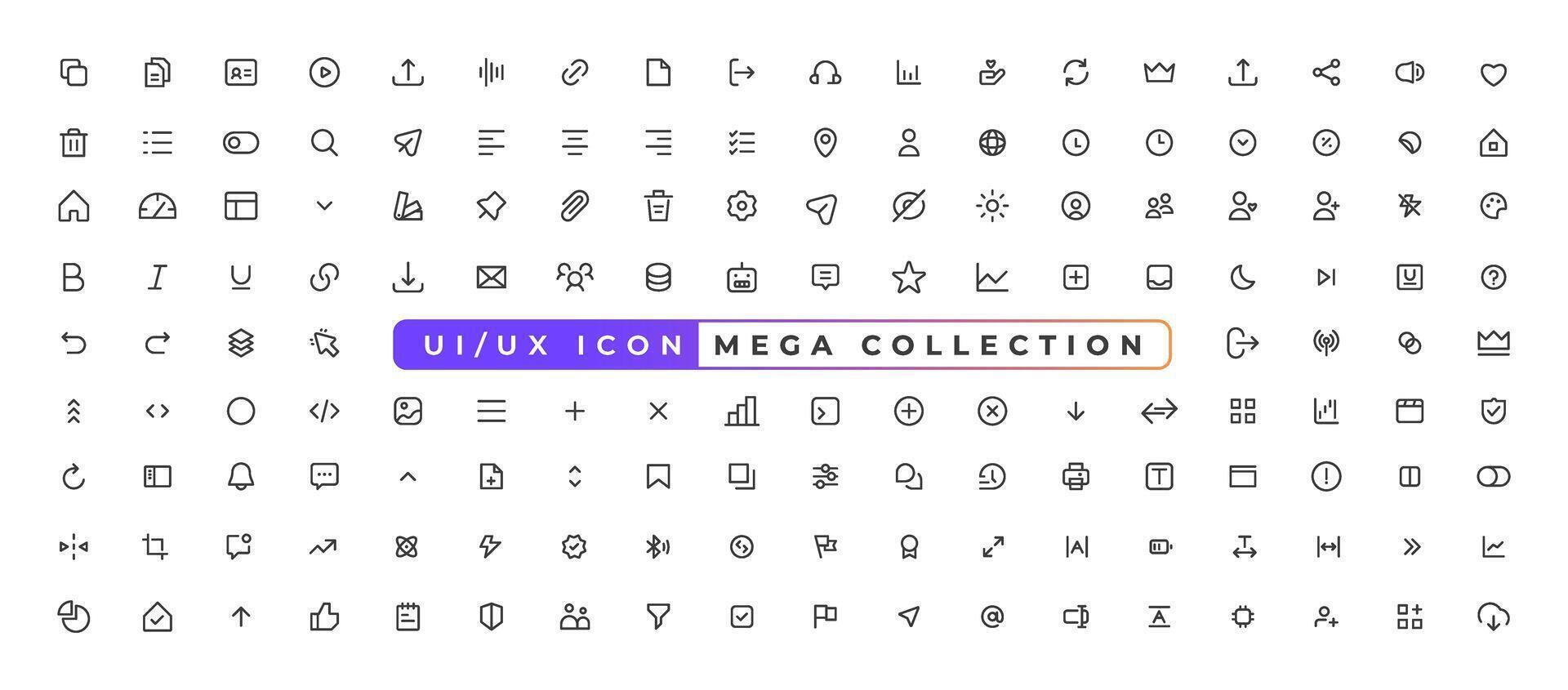 Mega set of ui ux icons, user interface icon set collection, icon design vector