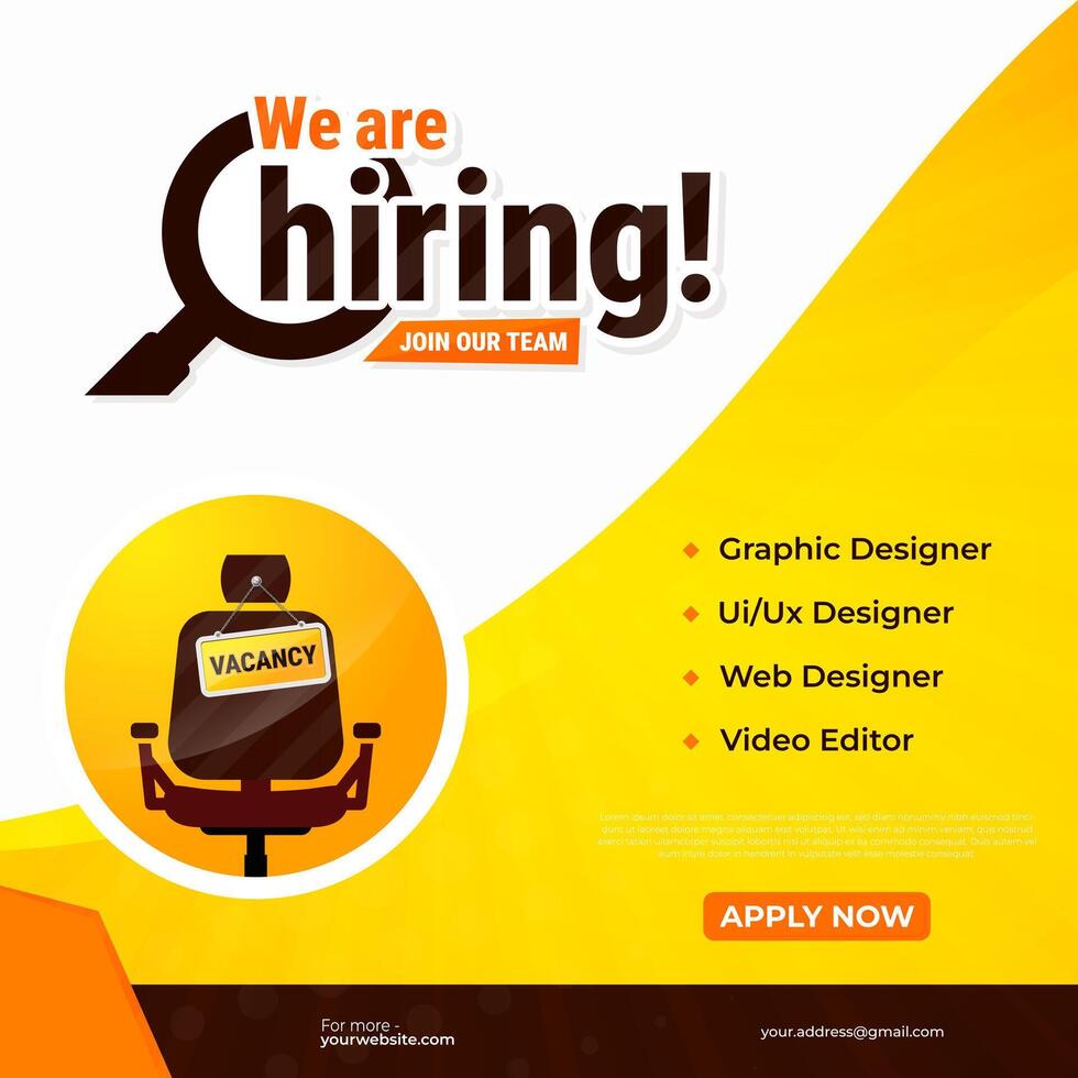 We're hiring banner design. We are hiring job announcement template design employee vacancy announcement vacant position . vector