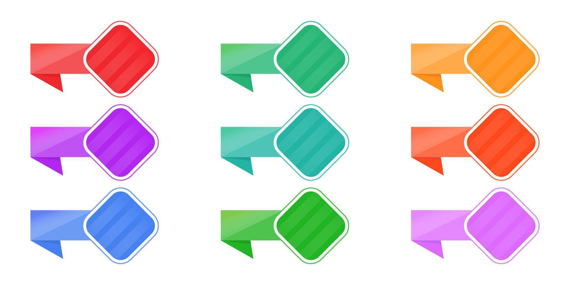 Flat colorful ribbons set banners Labels Stickers Banners and ribbons shape collection vector