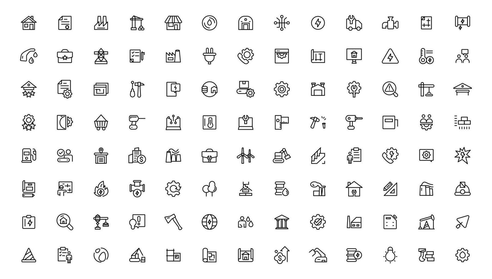 Industry and construction icons. Thin line icons collection. vector