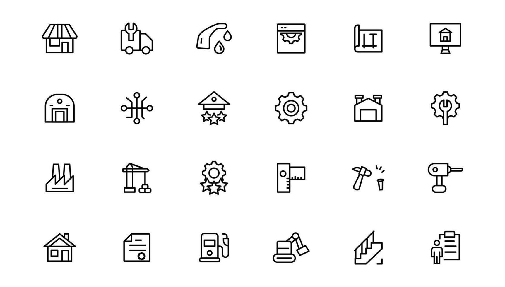 Industry and construction icons. Thin line icons collection. vector