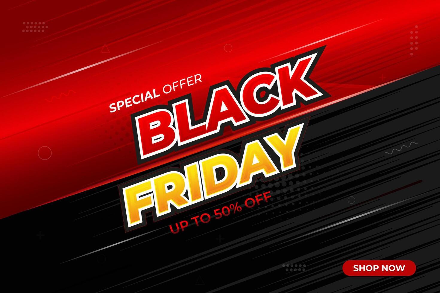 Black friday offer sale banner promotion template with 3d text effect offer banner vector