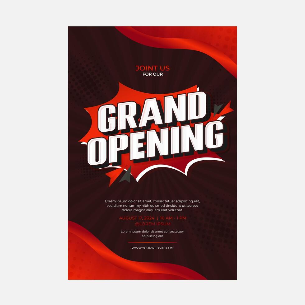 Grand opening ceremony invitation or flyer design. Sale promotion template with 3d text effect sale poster. vector