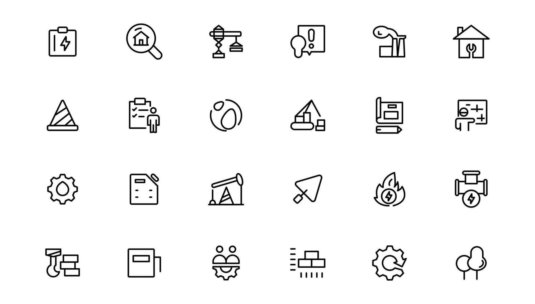 Industry and construction icons. Thin line icons collection. vector