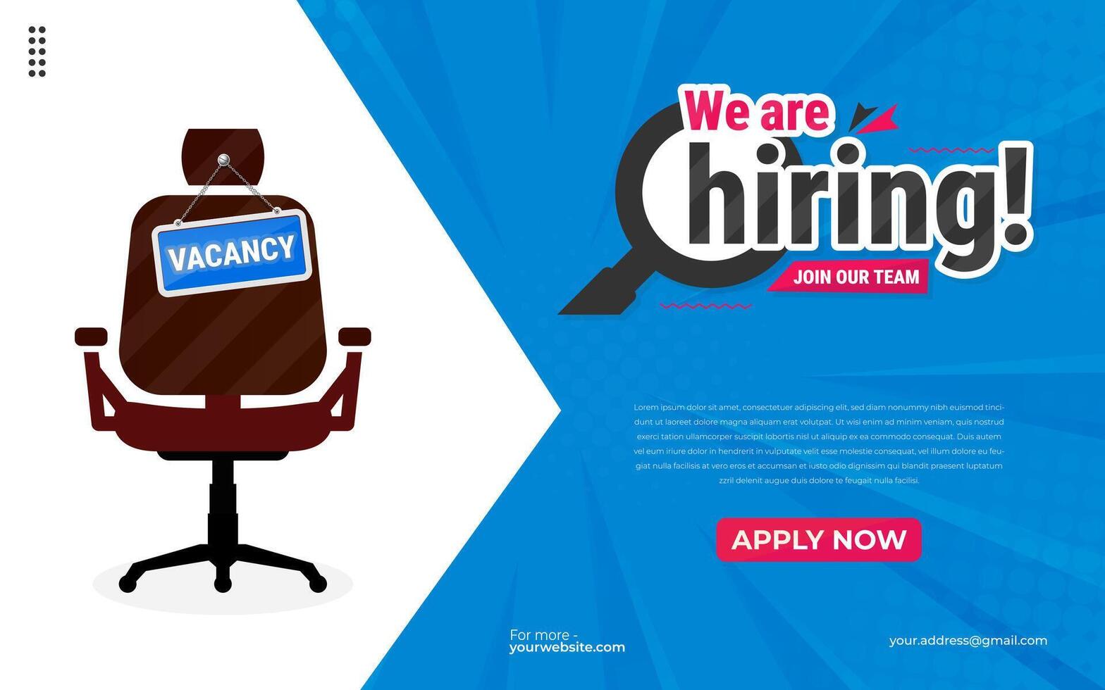 We're hiring banner design. We are hiring job announcement template design employee vacancy announcement vacant position . vector