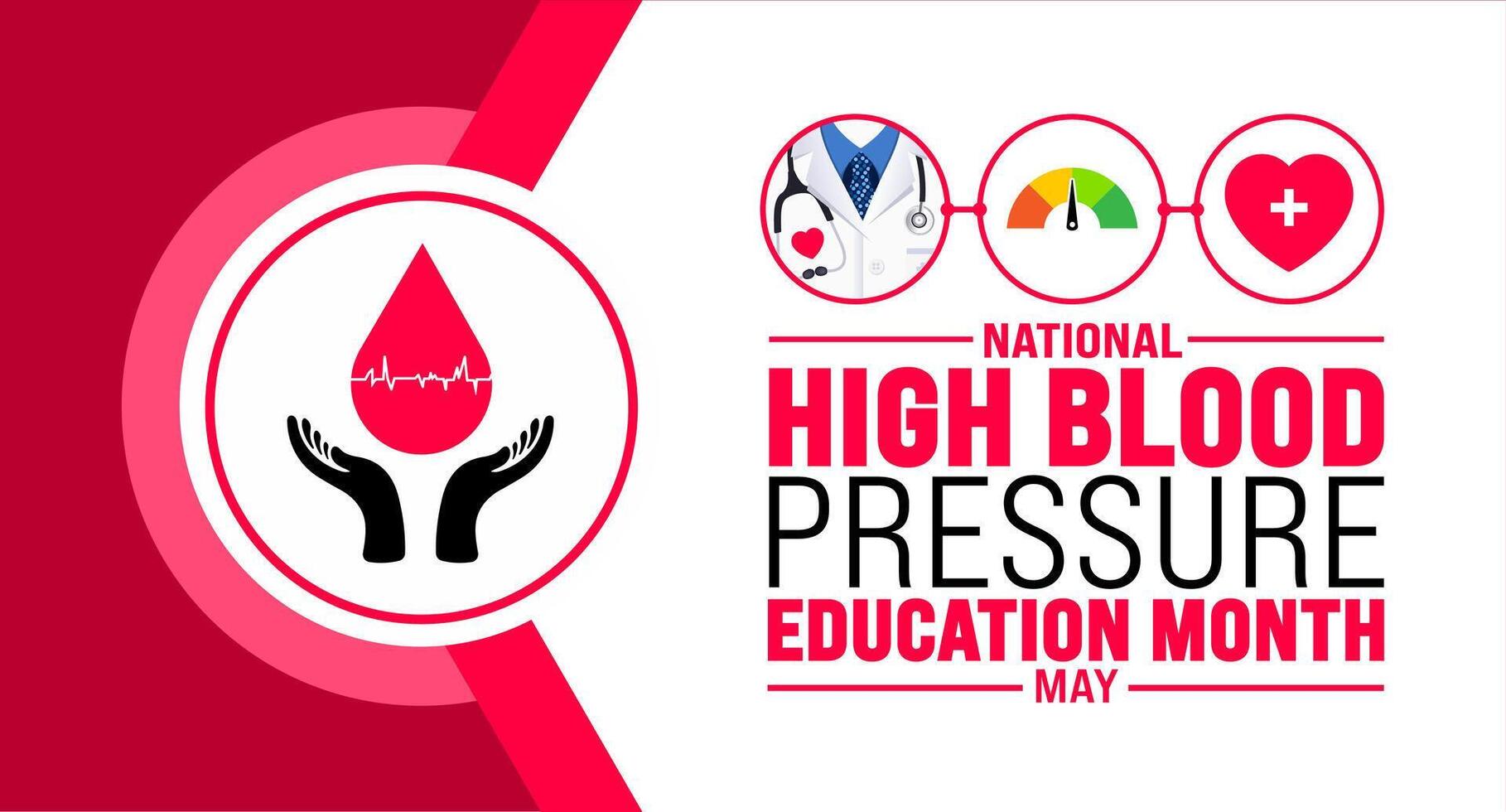 May is National High Blood Pressure Education Month background template. Holiday concept. use to background, banner, placard, card, and poster design template with text inscription and standard color. vector