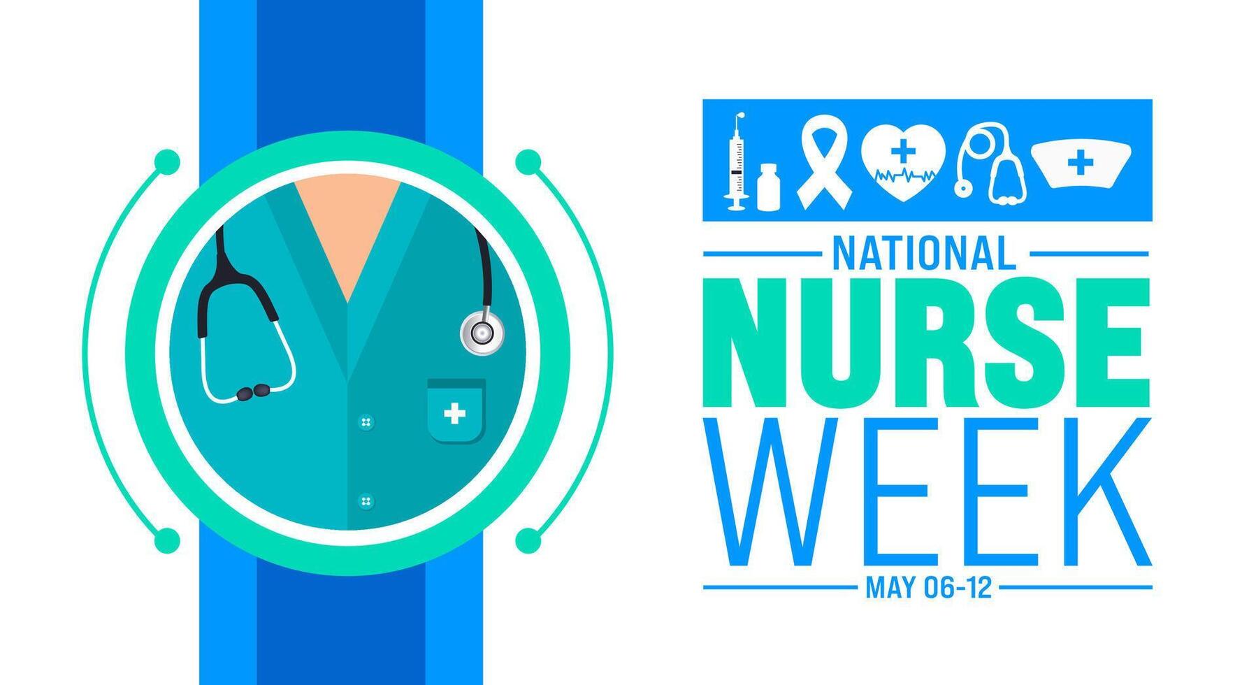 6th to 12th May is National nurses week background template. nurse dress, medical instrument, medicine, Medical and health care concept. Celebrated annually in United States. Thank you nurses. vector