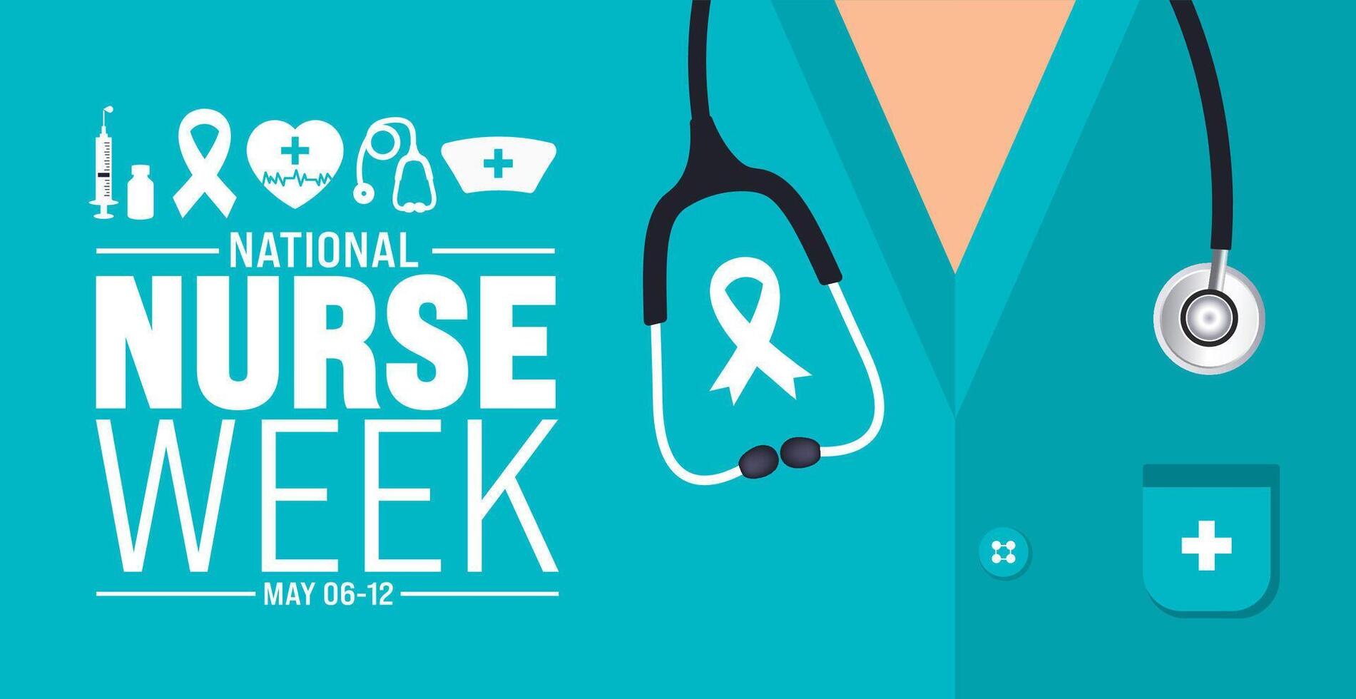 6th to 12th May is National nurses week background template. nurse dress, medical instrument, medicine, Medical and health care concept. Celebrated annually in United States. Thank you nurses. vector