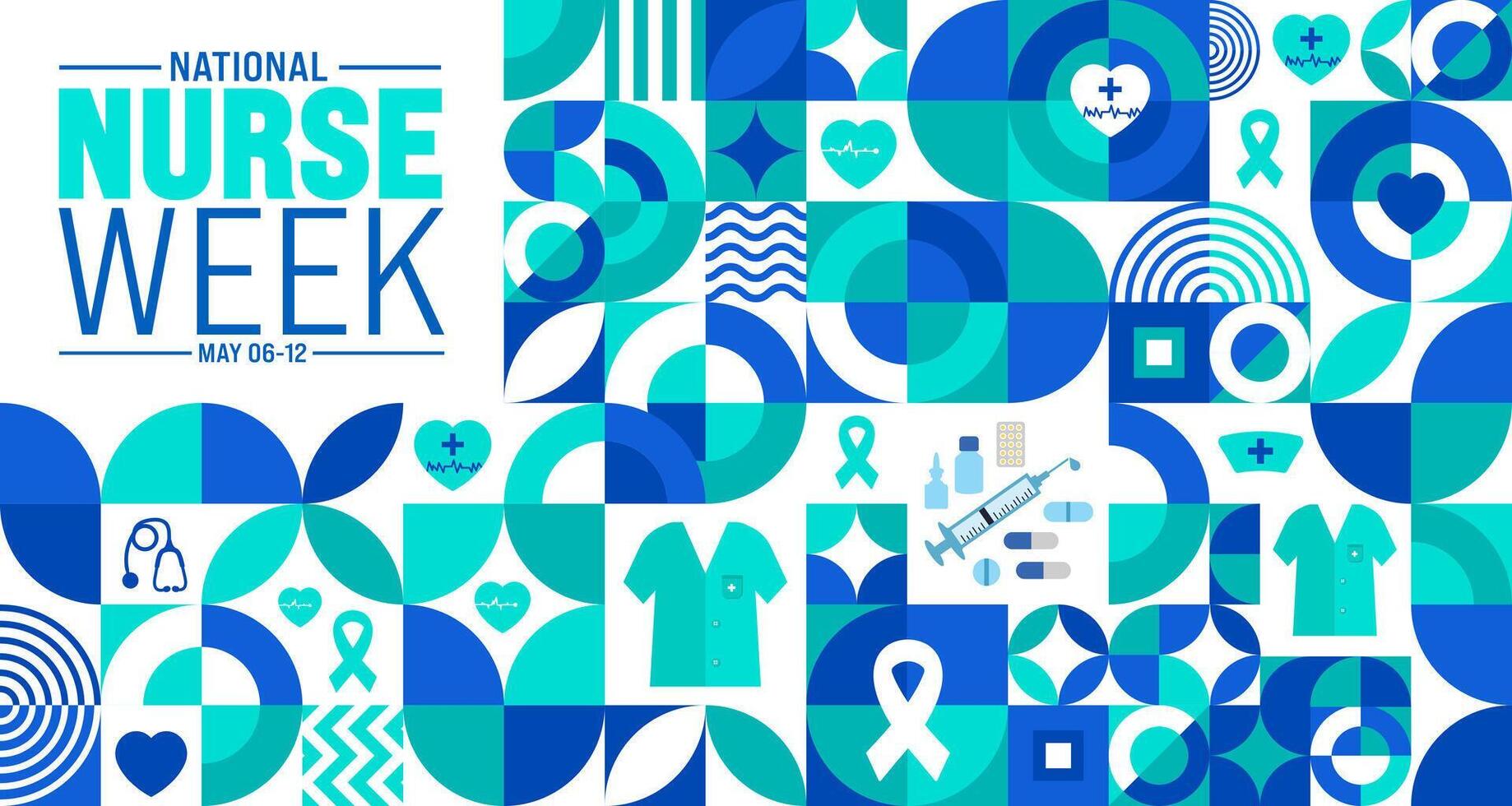 6th to 12th May is National nurses week background with geometric shape pattern template. Medical and health care concept. Celebrated annually in United States. Thank you nurses or honour of the nurse vector