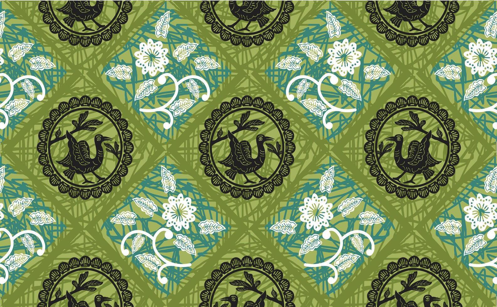 PrintIndonesian batik motifs with very distinctive plant patterns vector