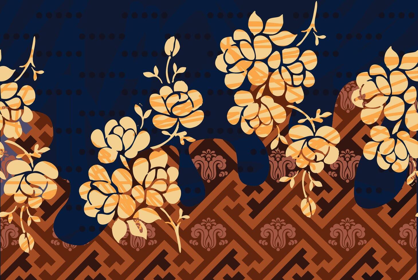 indonesio batik motivos con muy distintivo planta patrones vector