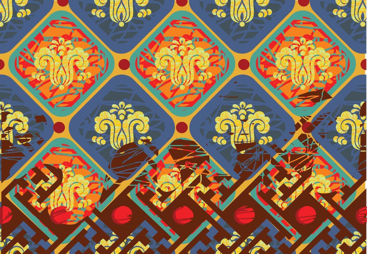 Indonesian batik motifs with very distinctive plant patterns vector