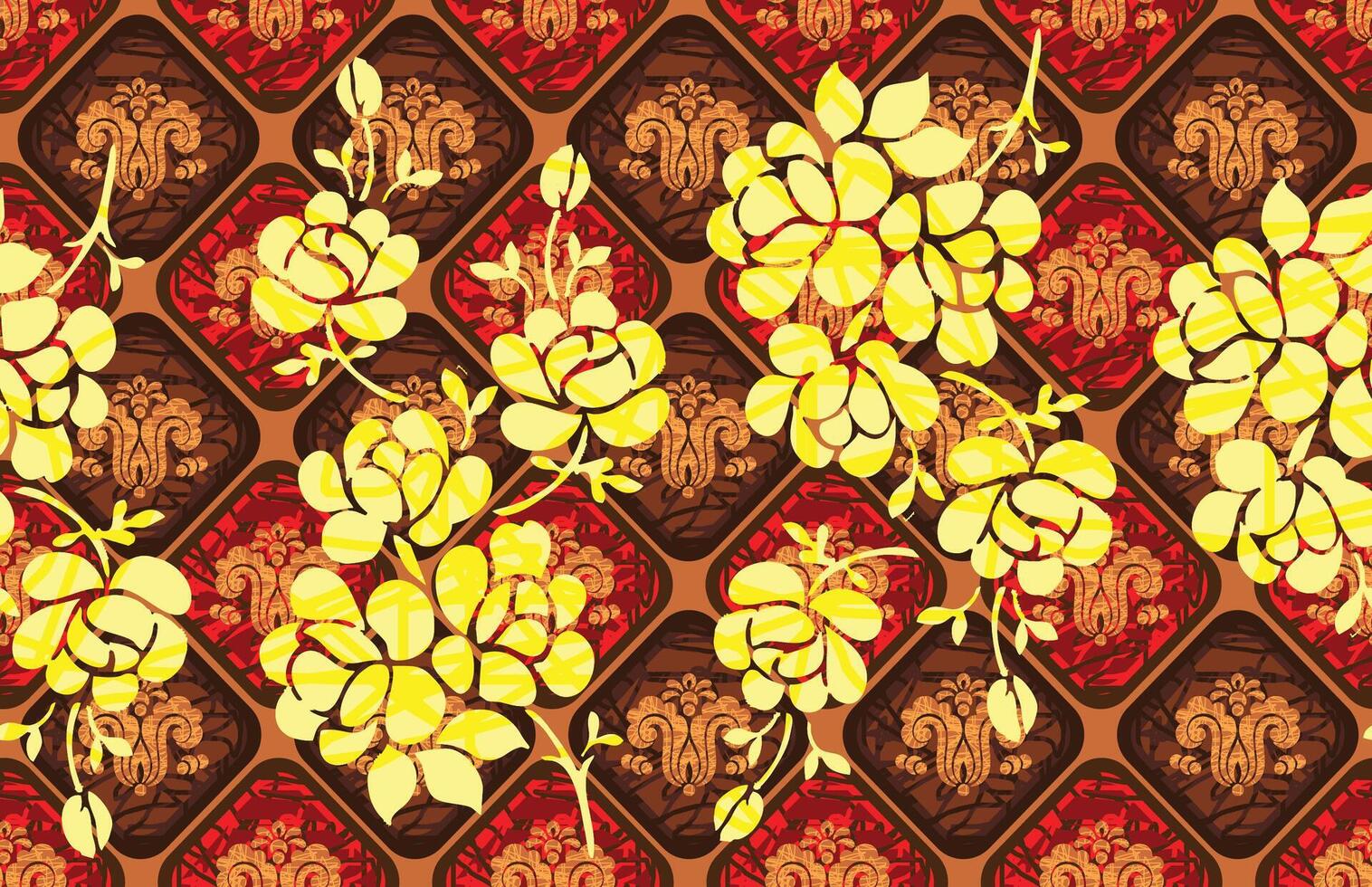 Indonesian batik motifs with very distinctive plant patterns vector