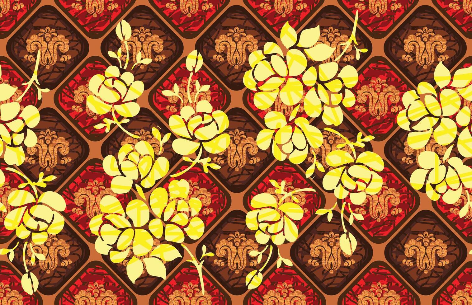 indonesio batik motivos con muy distintivo planta patrones vector