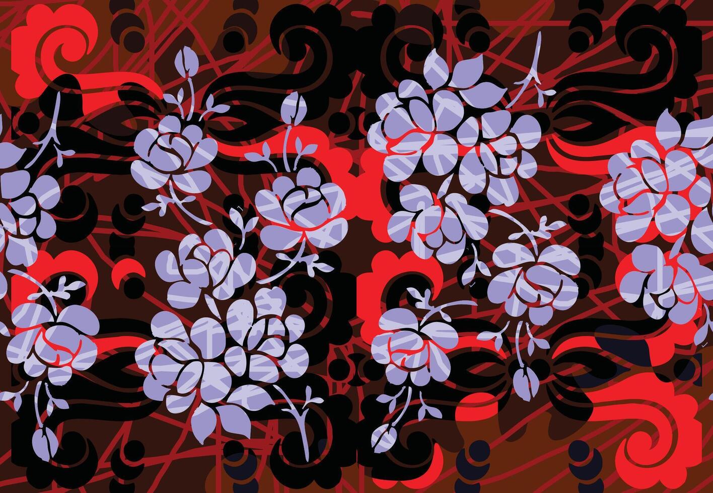 Indonesian batik motifs with very distinctive plant patterns vector