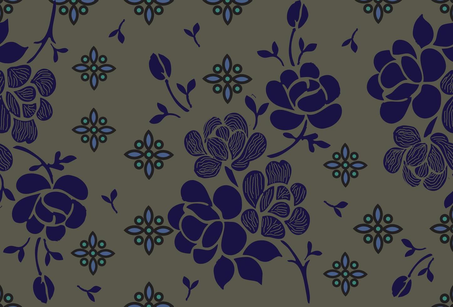 indonesio batik motivos con muy distintivo planta patrones vector