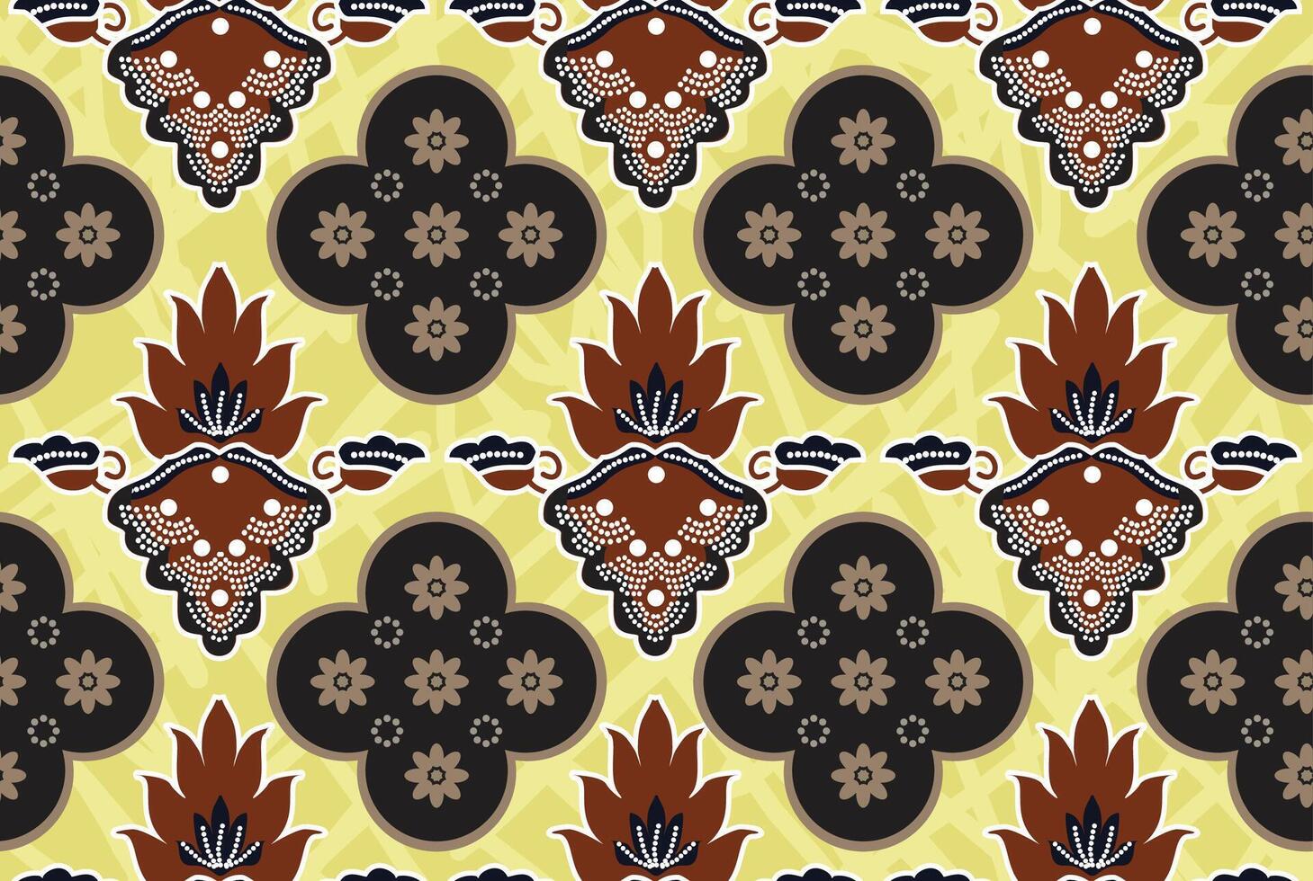 Indonesian batik motifs with very distinctive, exclusive plant patterns. EPS 10 vector