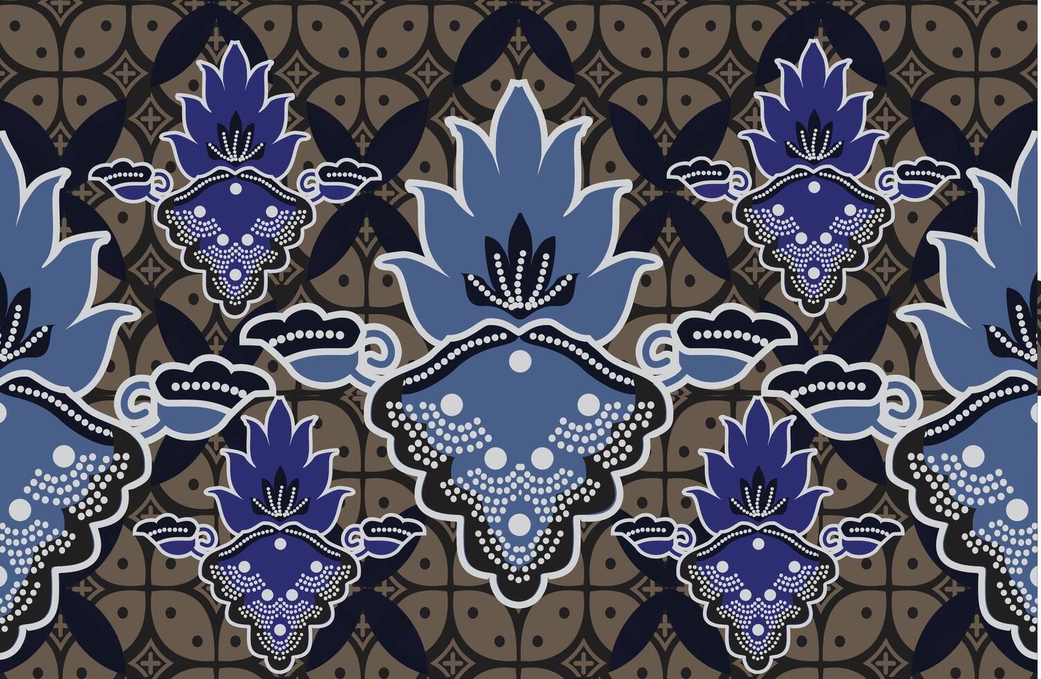 Indonesian batik motifs with very distinctive, exclusive plant patterns. EPS 10 vector