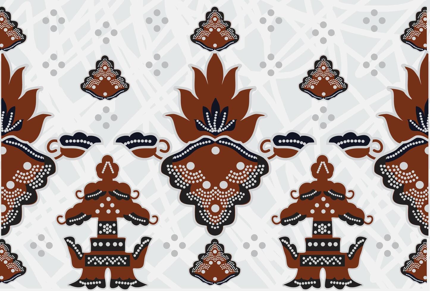 Indonesian batik motifs with very distinctive, exclusive plant patterns. EPS 10 vector