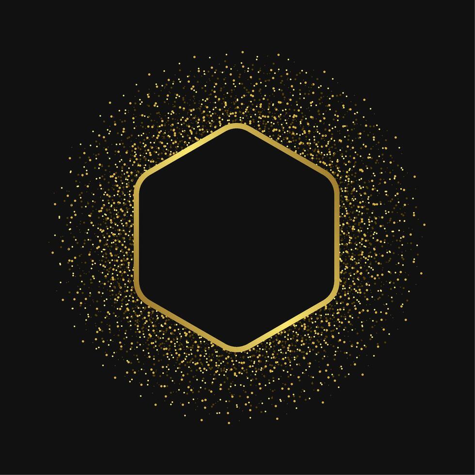 Hexagon frame with gold glitter vector