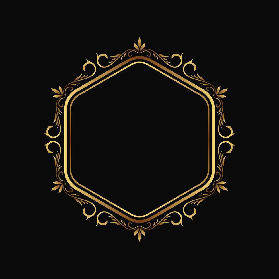 Ornamental Luxury Gold Hexagon Frame vector