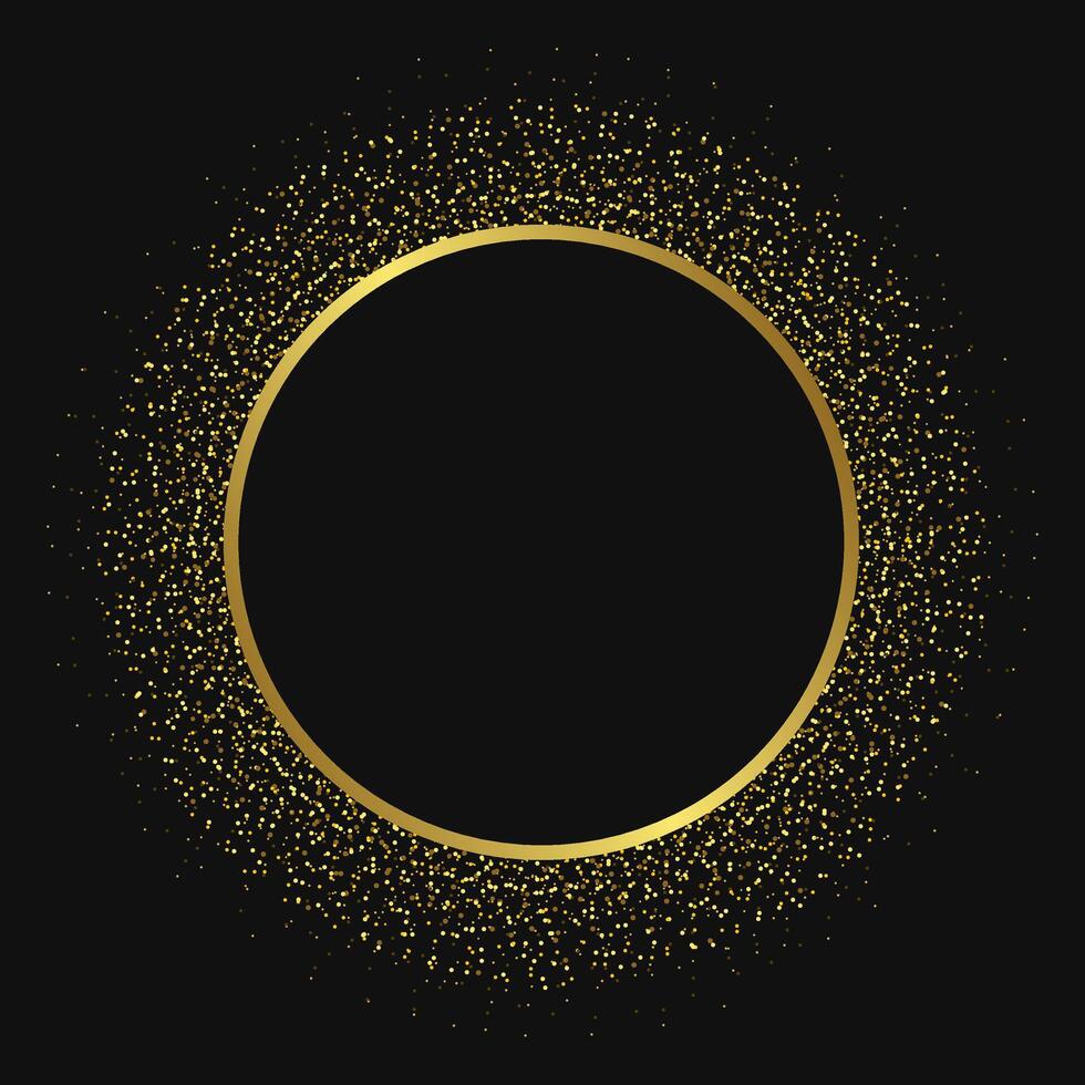 Gold glitter circle frame vector