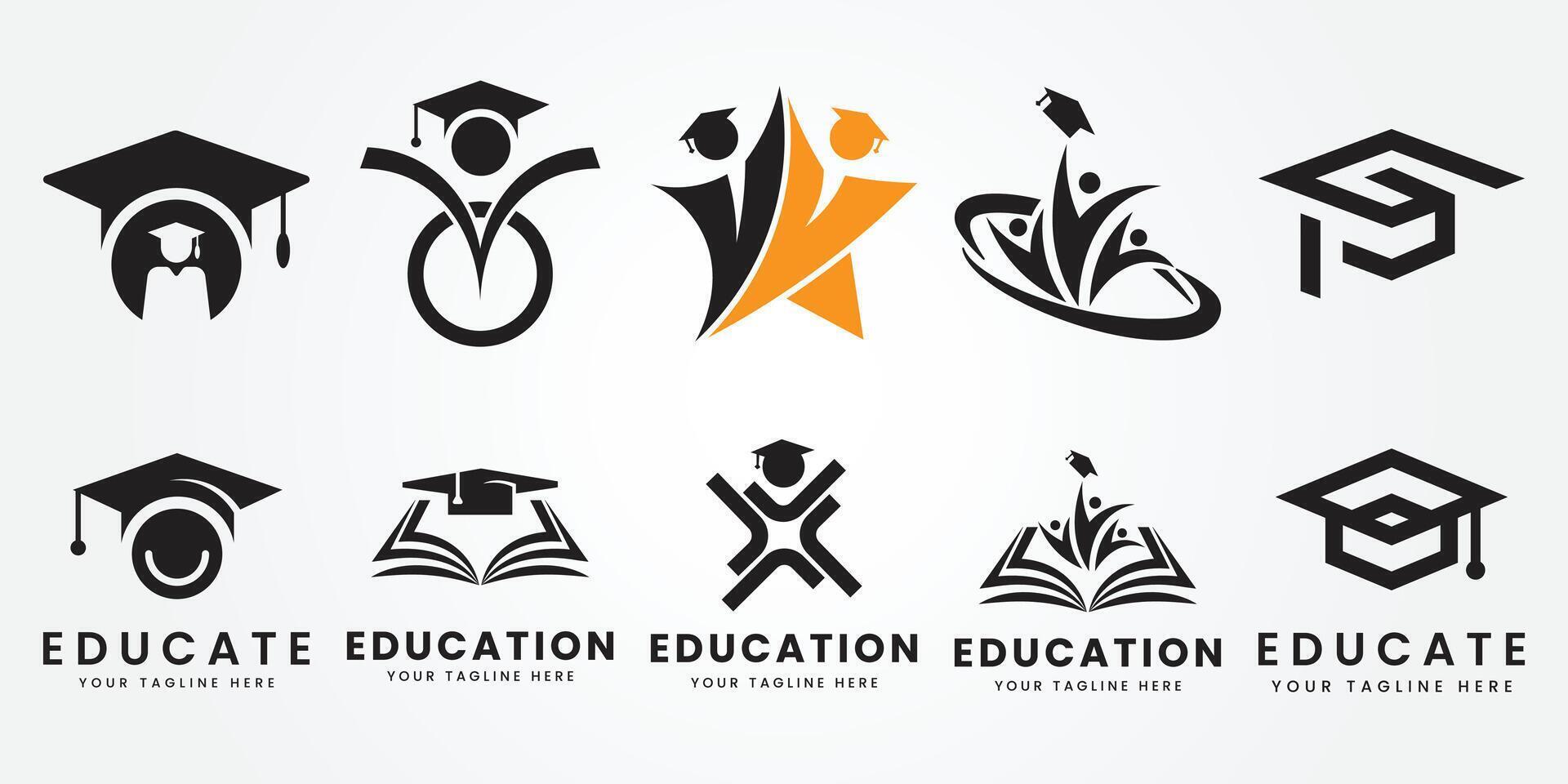 set bundle education logo icon design illustration vector