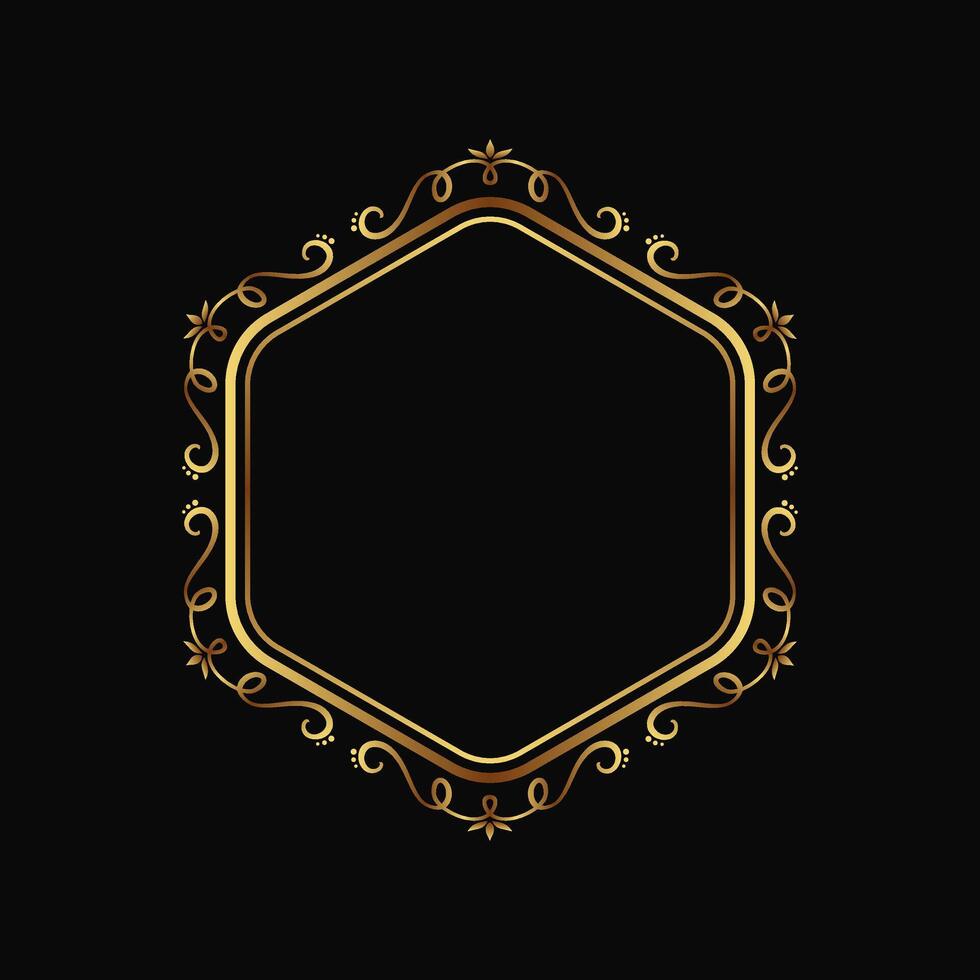 Ornamental Luxury Gold Hexagon Frame vector