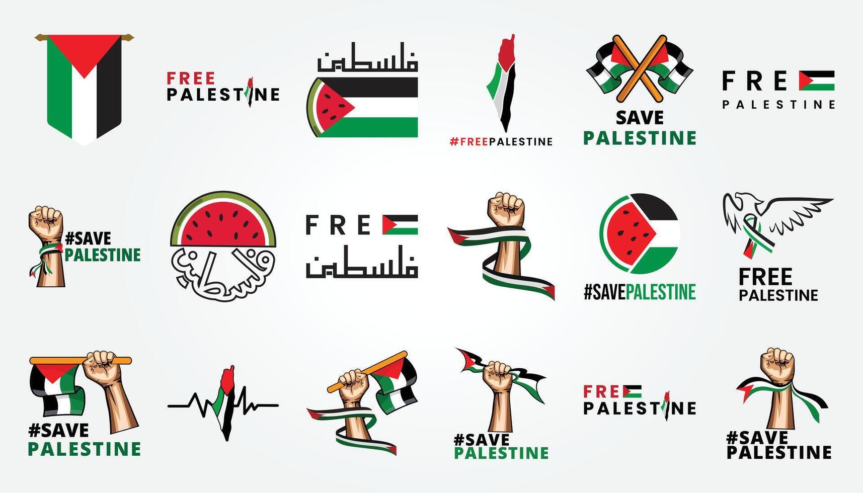 conjunto haz internacional día de solidaridad el palestino personas con bandera ilustración vector