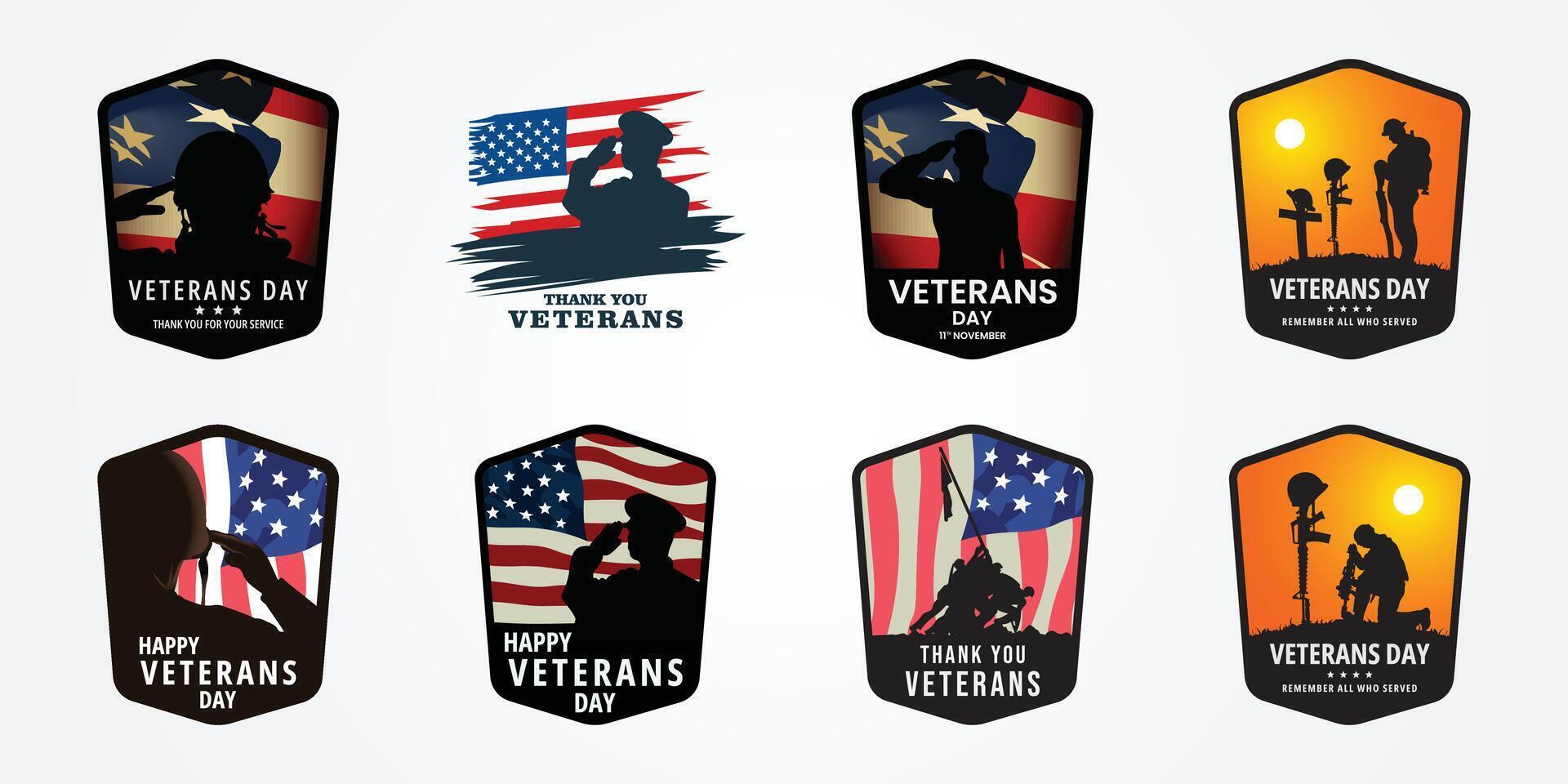 set bundle Happy veterans day design vector