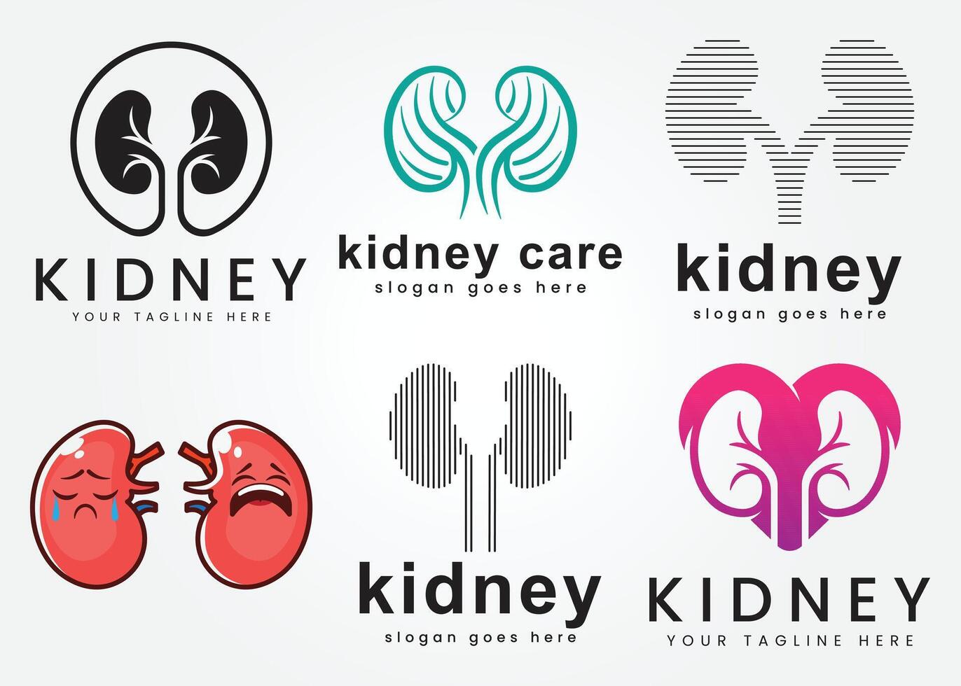 set bundle Kidney logo designs concept , Kidney Care logo symbol template vector