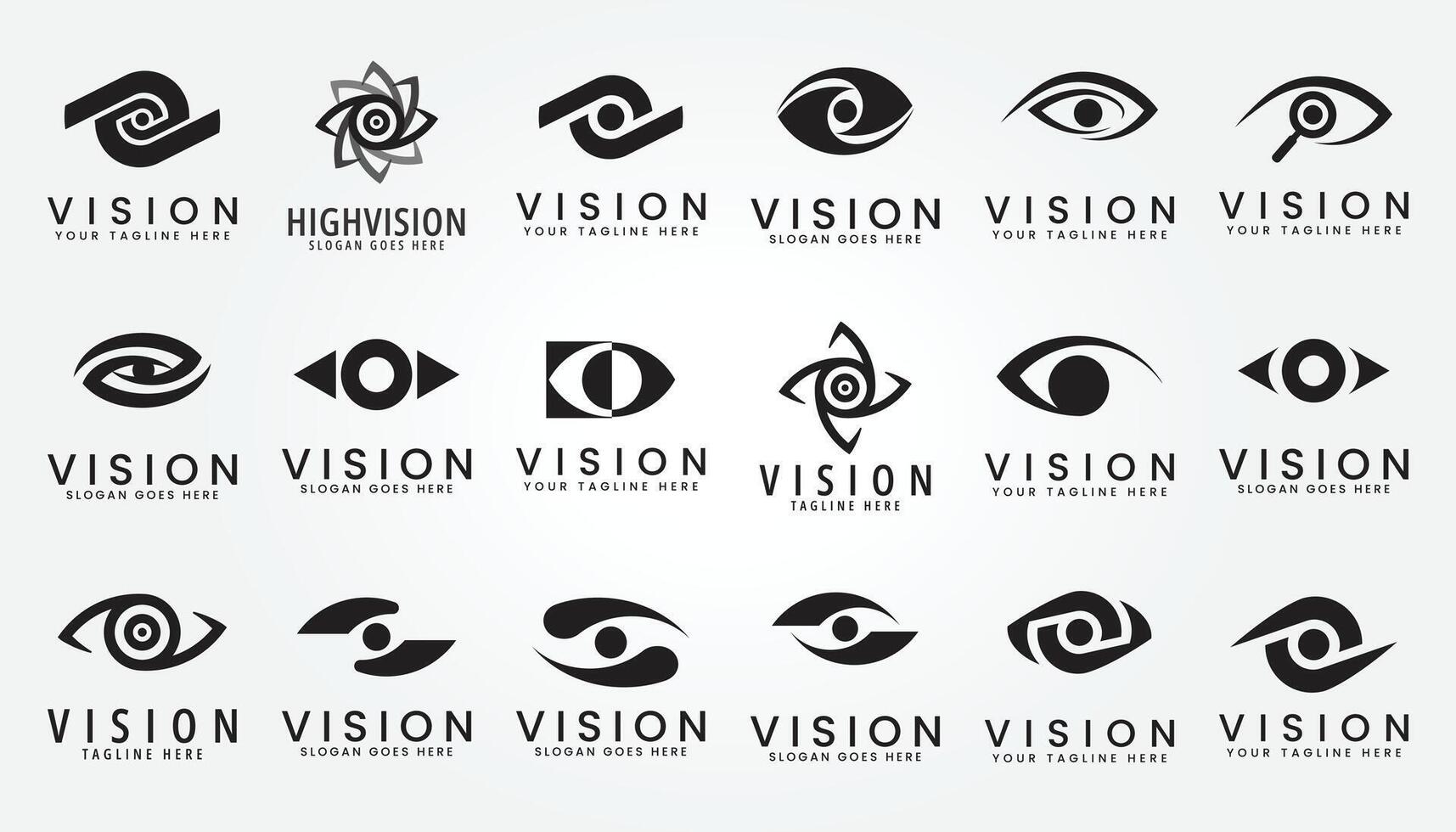 set bundle vision logo vintage template illustration design vector