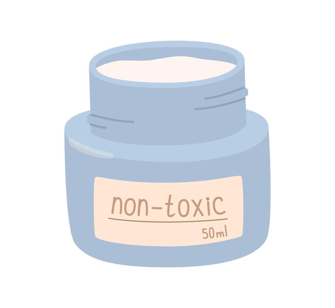 Jar with cosmetic cream, skin care illustration in flat style. Hand-drawn illustration. vector