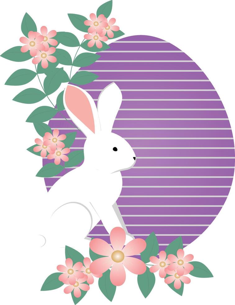 Bunny paper banner for backgrounds, with easter egg bunny and flowers vector